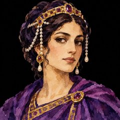 Purple house portrait: a woman in a jeweled headdress