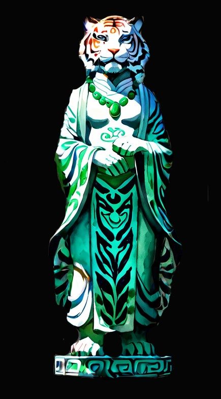 The Jade Tiger: a tiger statue in jade robes