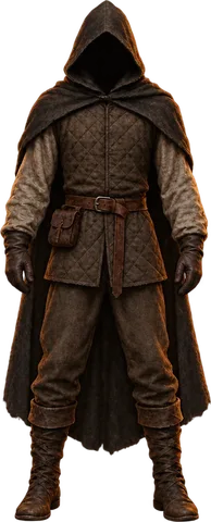 A hooded beginner hero in plain leathers